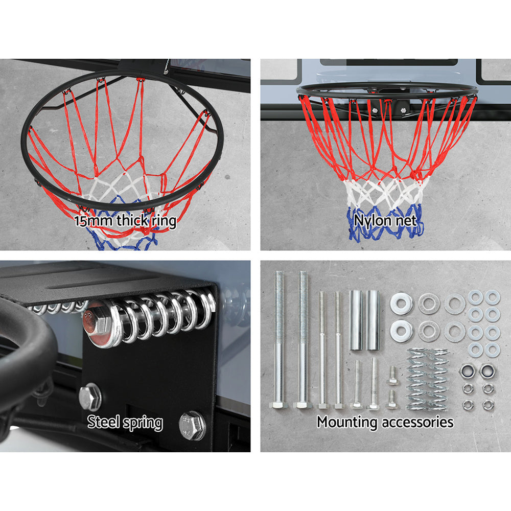 Everfit 45&quot; Basketball Hoop Backboard Wall Mounted Ring Net Sports Pro System-Sports &amp; Fitness &gt; Ball Sports &gt; Basketball &amp; Basketball Accessories-PEROZ Accessories