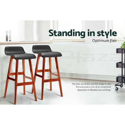 Artiss 4x Bar Stools Wooden Stool Black-Furniture &gt; Bar Stools &amp; Chairs &gt; Table &amp; Bar Stools-PEROZ Accessories