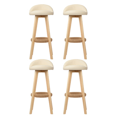 Artiss 4x Bar Stools Padded Leather Wooden Beige-Furniture &gt; Bar Stools &amp; Chairs &gt; Table &amp; Bar Stools-PEROZ Accessories