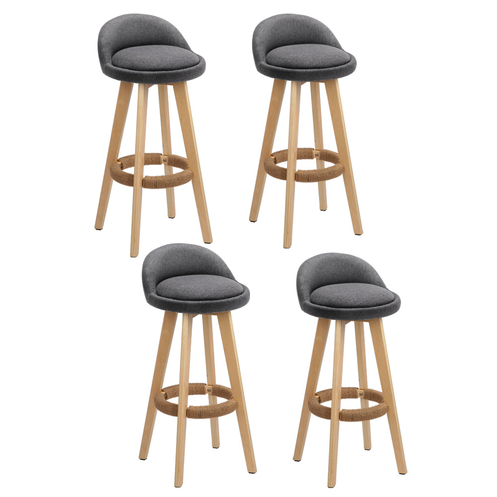 Artiss 4x Bar Stools Padded Linen Wooden Grey-Furniture &gt; Bar Stools &amp; Chairs &gt; Table &amp; Bar Stools-PEROZ Accessories