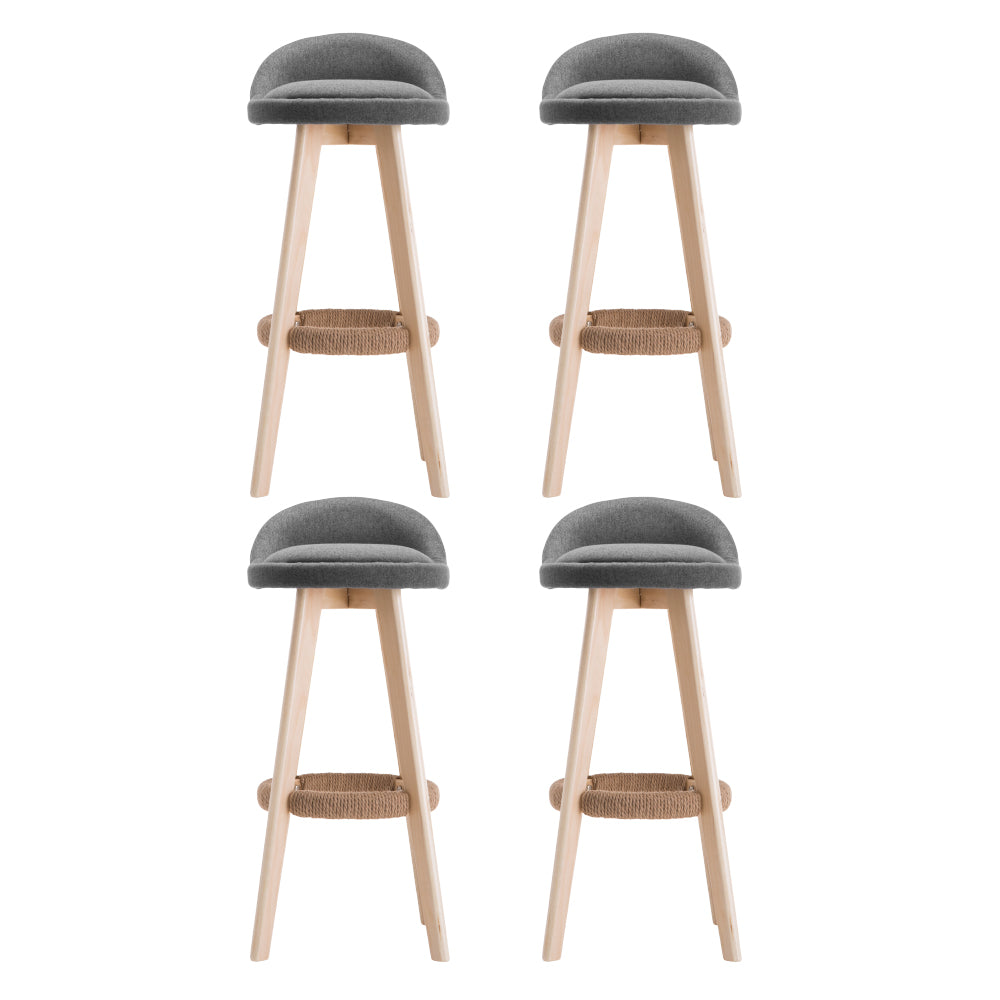 Artiss 4x Bar Stools Padded Linen Wooden Grey-Furniture &gt; Bar Stools &amp; Chairs &gt; Table &amp; Bar Stools-PEROZ Accessories