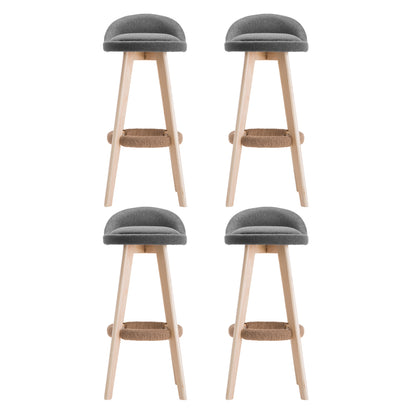 Artiss 4x Bar Stools Padded Linen Wooden Grey-Furniture &gt; Bar Stools &amp; Chairs &gt; Table &amp; Bar Stools-PEROZ Accessories