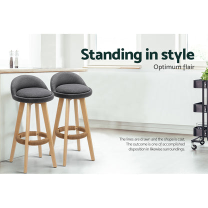 Artiss 4x Bar Stools Padded Linen Wooden Grey-Furniture &gt; Bar Stools &amp; Chairs &gt; Table &amp; Bar Stools-PEROZ Accessories