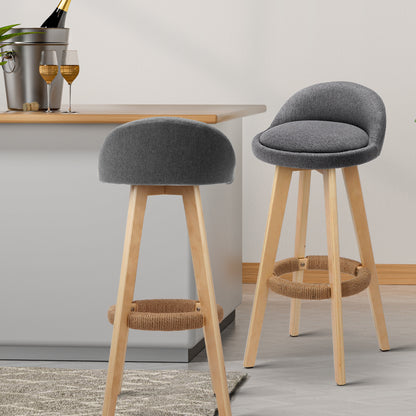 Artiss 4x Bar Stools Padded Linen Wooden Grey-Furniture &gt; Bar Stools &amp; Chairs &gt; Table &amp; Bar Stools-PEROZ Accessories