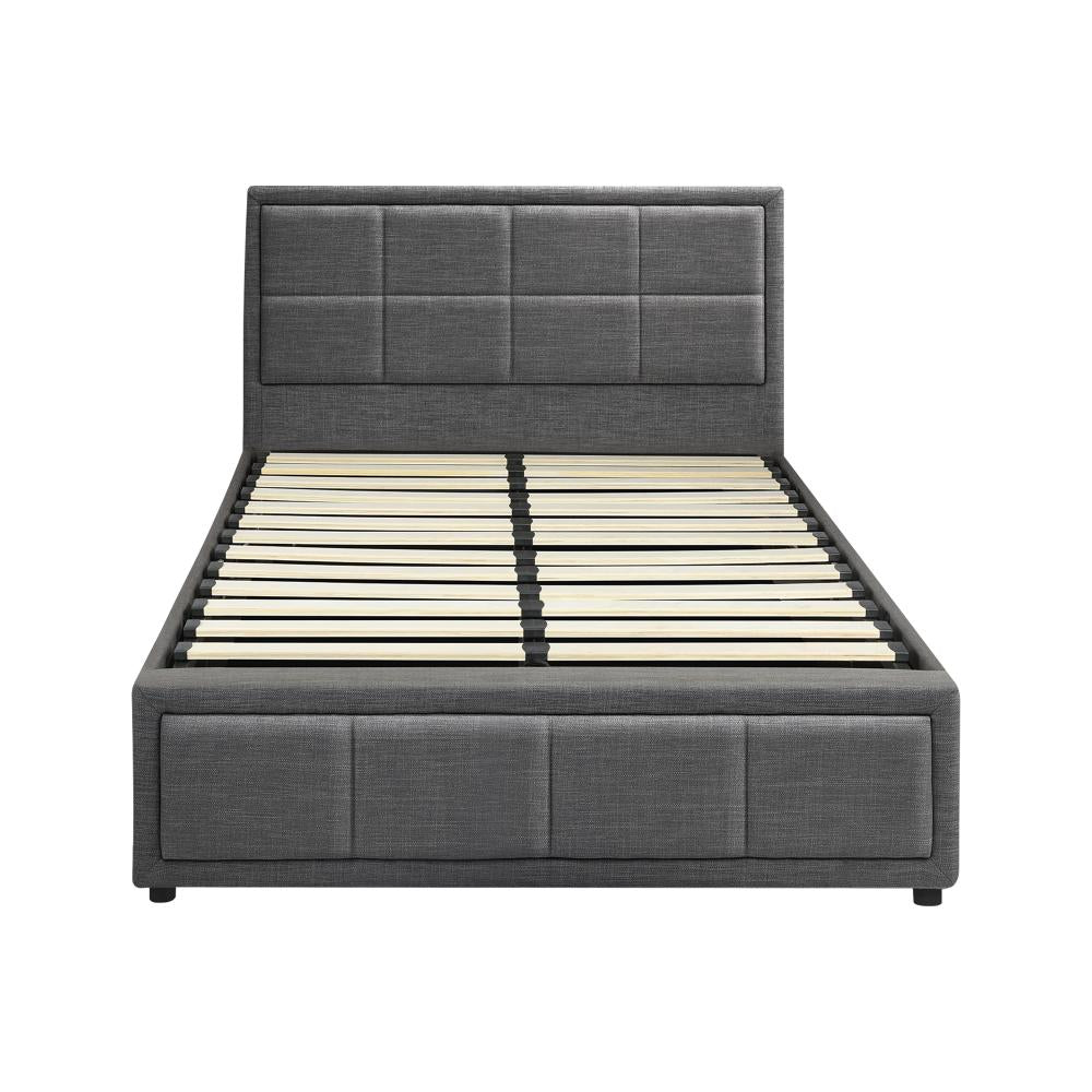 Oikiture Bed Frame King Single Gas Lift Storage Base Fabric Grey-Bed Frames-PEROZ Accessories