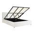 Oikiture Bed Frame King Size Gas Lift Base Storage Leather White-Bed Frames-PEROZ Accessories