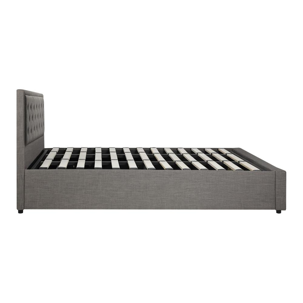 Oikiture King Bed Frame with Storage Space Gas Lift Bed Mattress Base Grey-Bed Frame-PEROZ Accessories