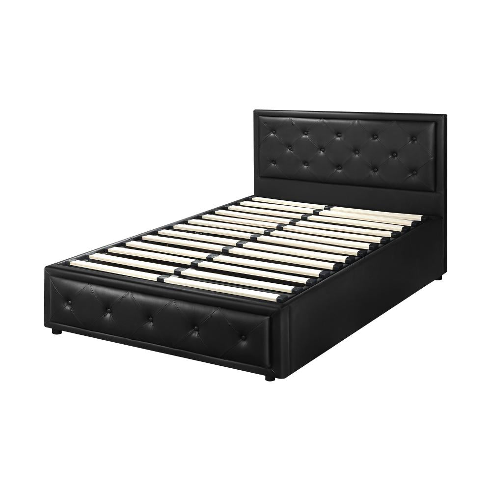 Oikiture King Single Bed Frame with Storage Space Gas Lift Bed Mattress Base Black-Bed Frame-PEROZ Accessories