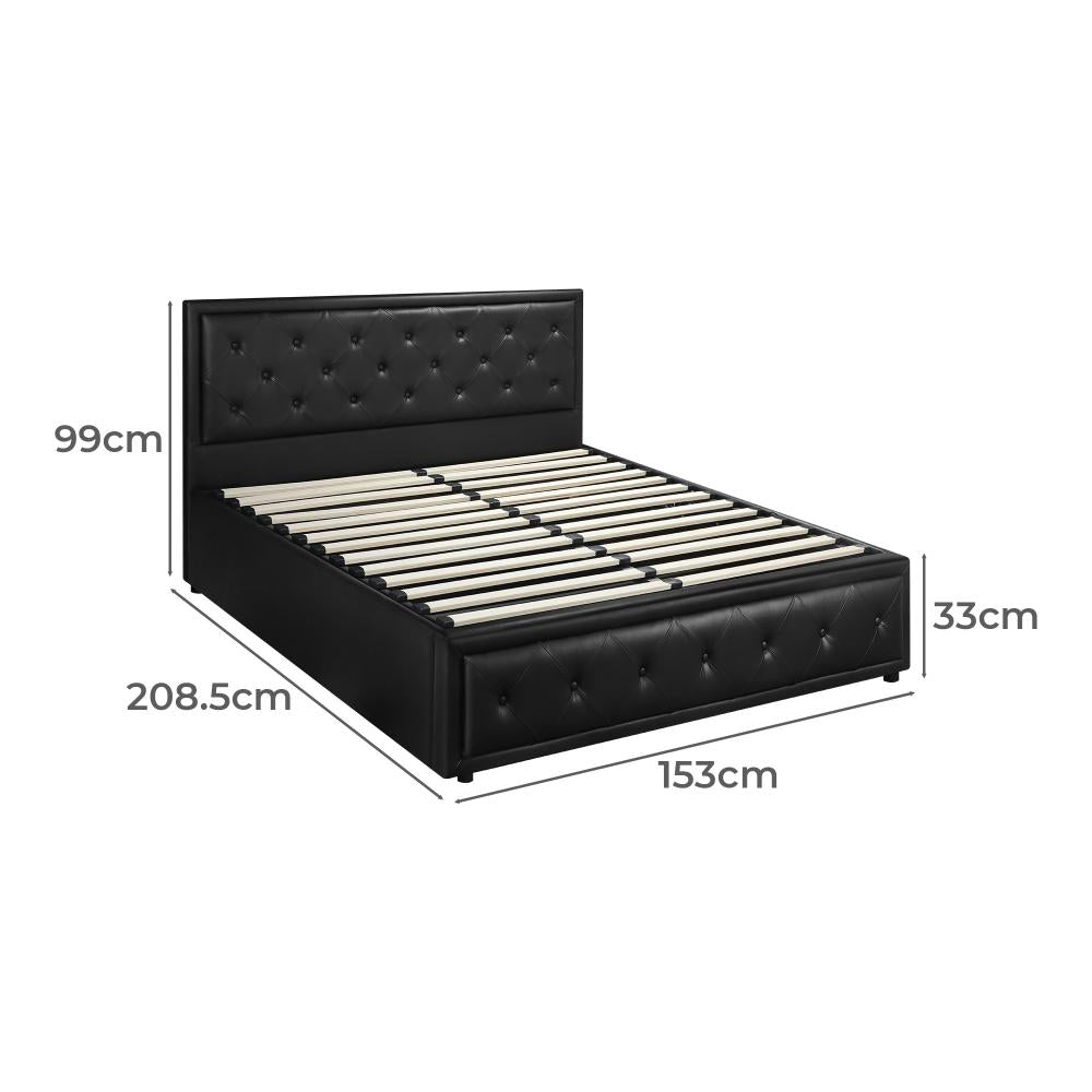 Oikiture Queen Bed Frame with Storage Space Gas Lift Bed Mattress Base Black-Bed Frames-PEROZ Accessories