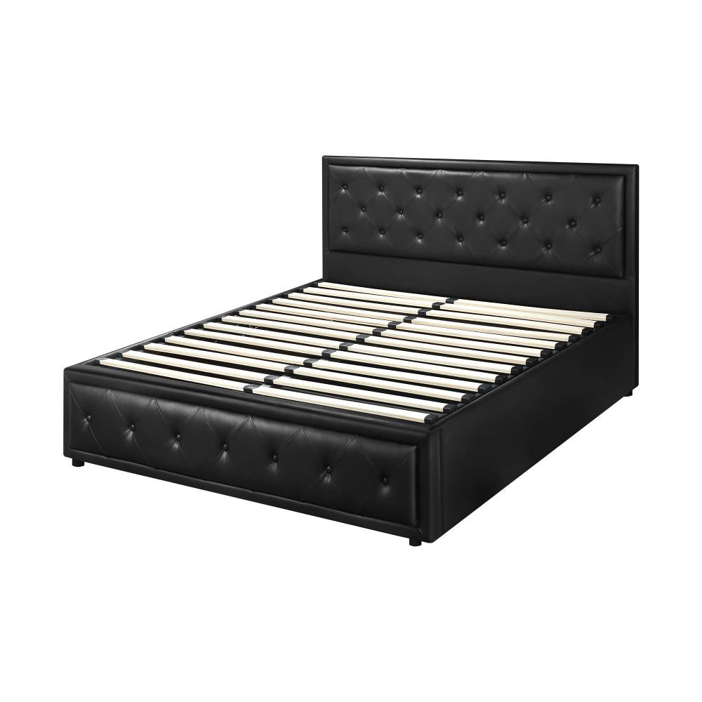 Oikiture Queen Bed Frame with Storage Space Gas Lift Bed Mattress Base Black-Bed Frames-PEROZ Accessories