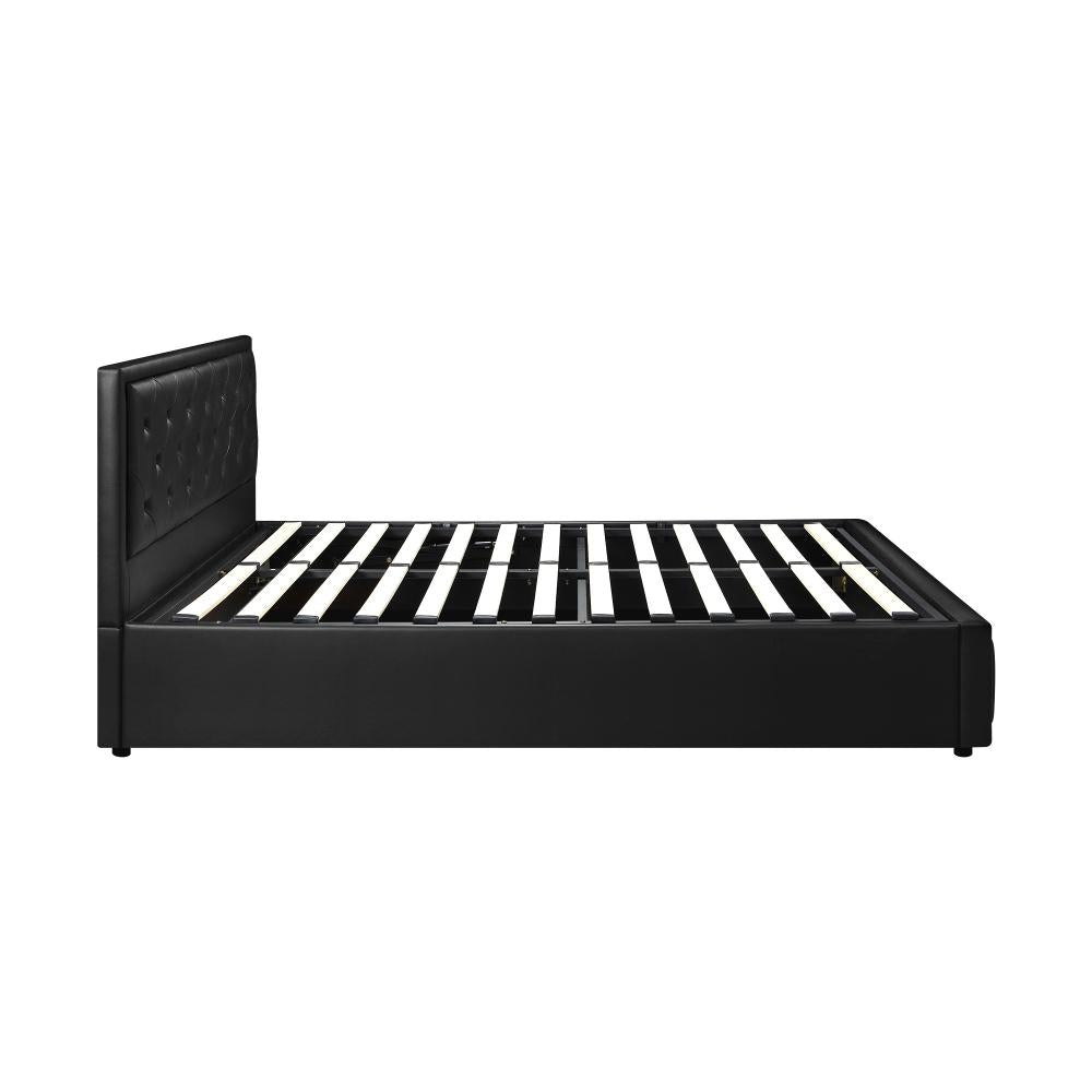 Oikiture Queen Bed Frame with Storage Space Gas Lift Bed Mattress Base Black-Bed Frames-PEROZ Accessories