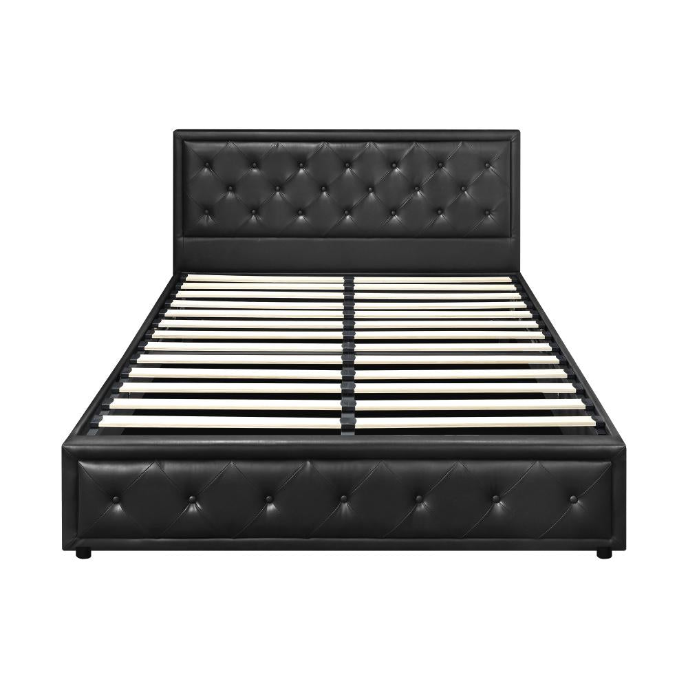 Oikiture Queen Bed Frame with Storage Space Gas Lift Bed Mattress Base Black-Bed Frames-PEROZ Accessories