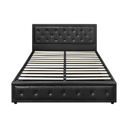 Oikiture Queen Bed Frame with Storage Space Gas Lift Bed Mattress Base Black-Bed Frames-PEROZ Accessories