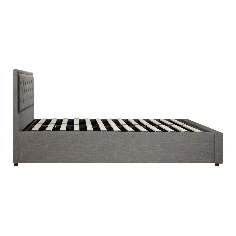 Oikiture Queen Bed Frame with Storage Space Gas Lift Bed Mattress Base Grey-Bed Frames-PEROZ Accessories