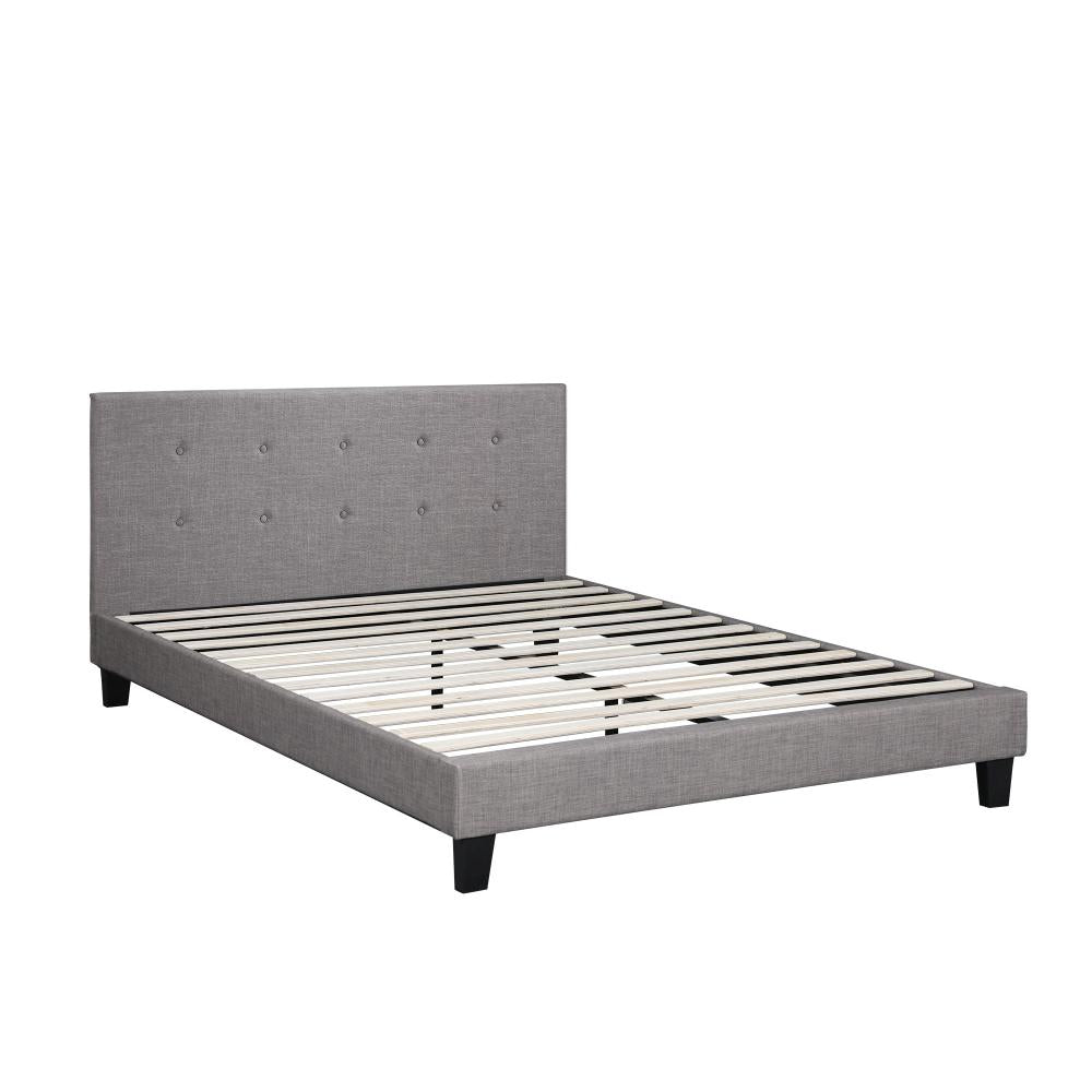 Oikiture Bed Frame Double Size Wooden Fabric Grey-Bed Frames-PEROZ Accessories