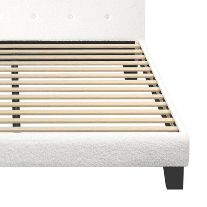 Oikiture Bed Frame Double Size White Boucle-Bed Frames-PEROZ Accessories