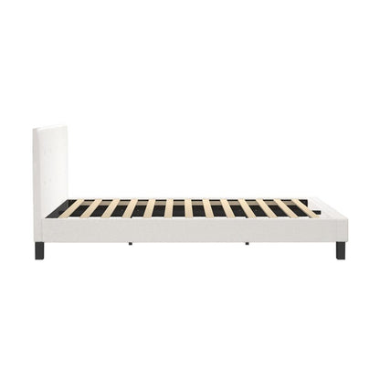 Oikiture Bed Frame Double Size White Boucle-Bed Frames-PEROZ Accessories