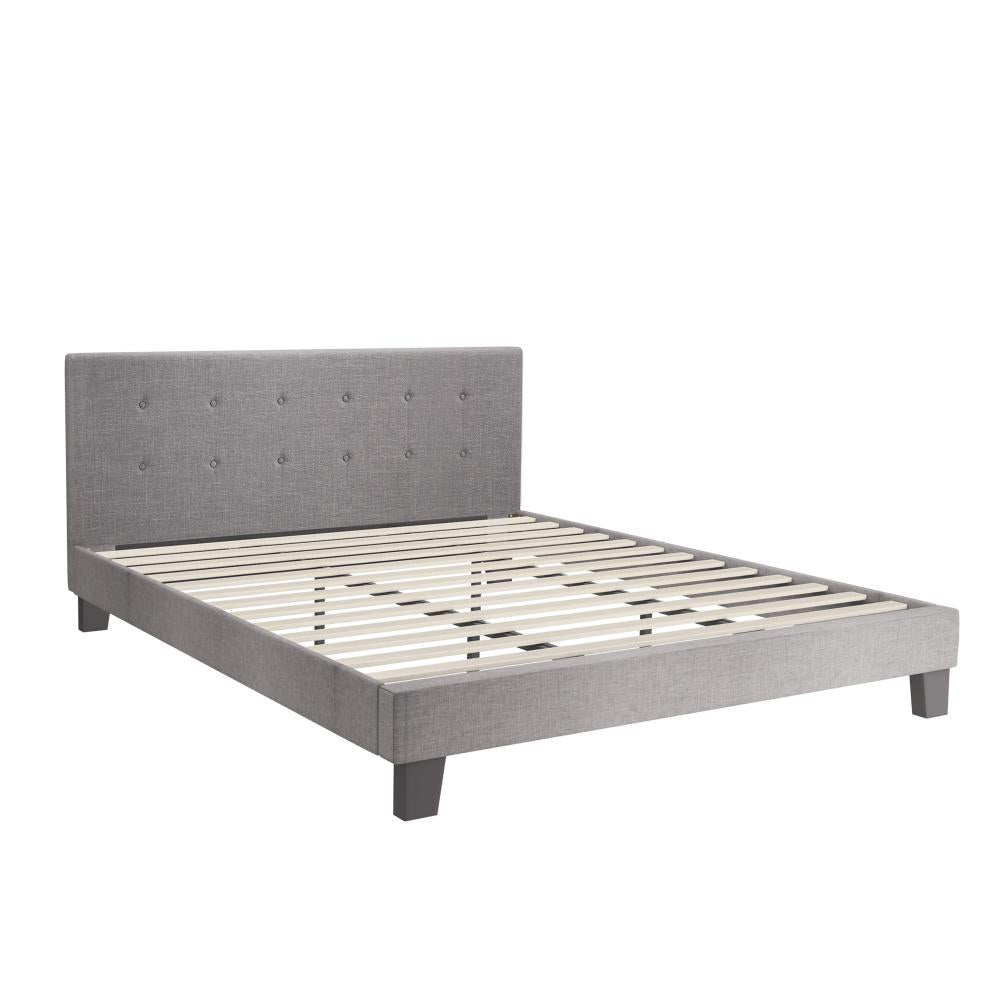 Oikiture Bed Frame King Size Wooden Fabric Grey-Bed Frames-PEROZ Accessories