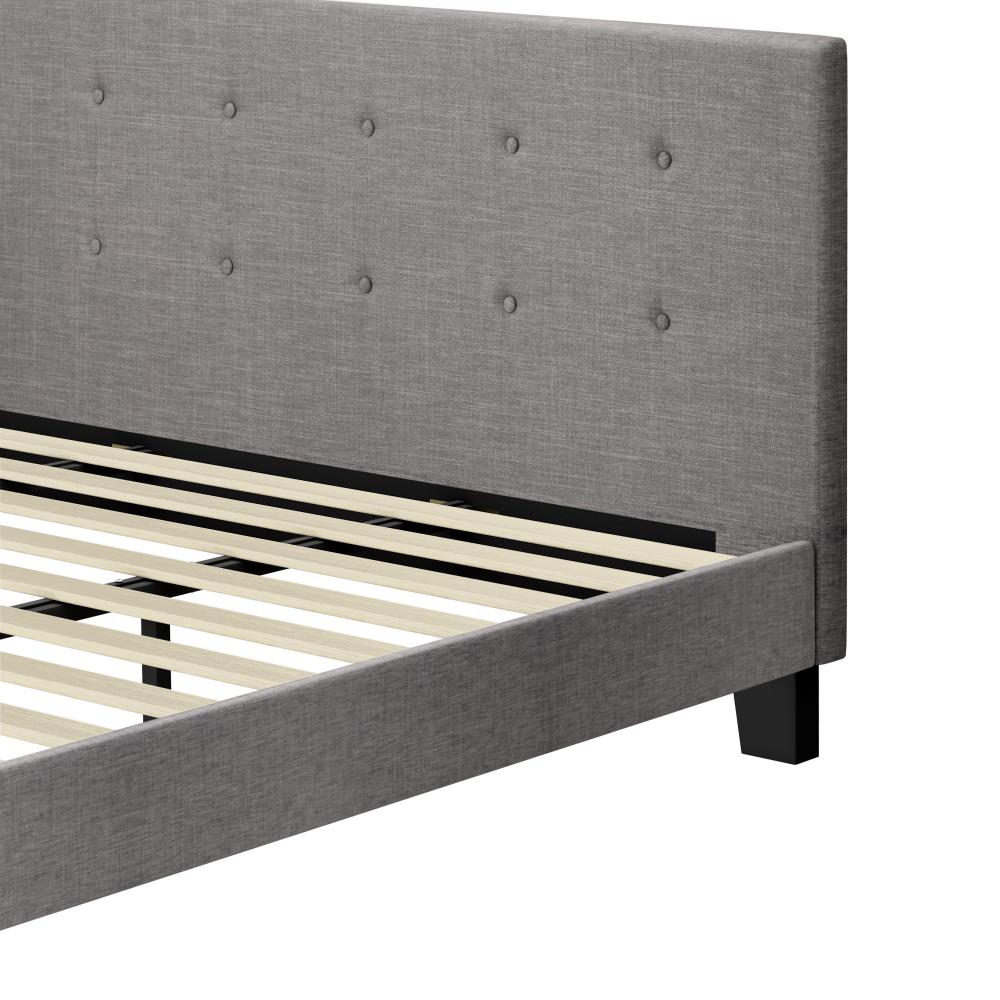 Oikiture Bed Frame King Size Wooden Fabric Grey-Bed Frames-PEROZ Accessories