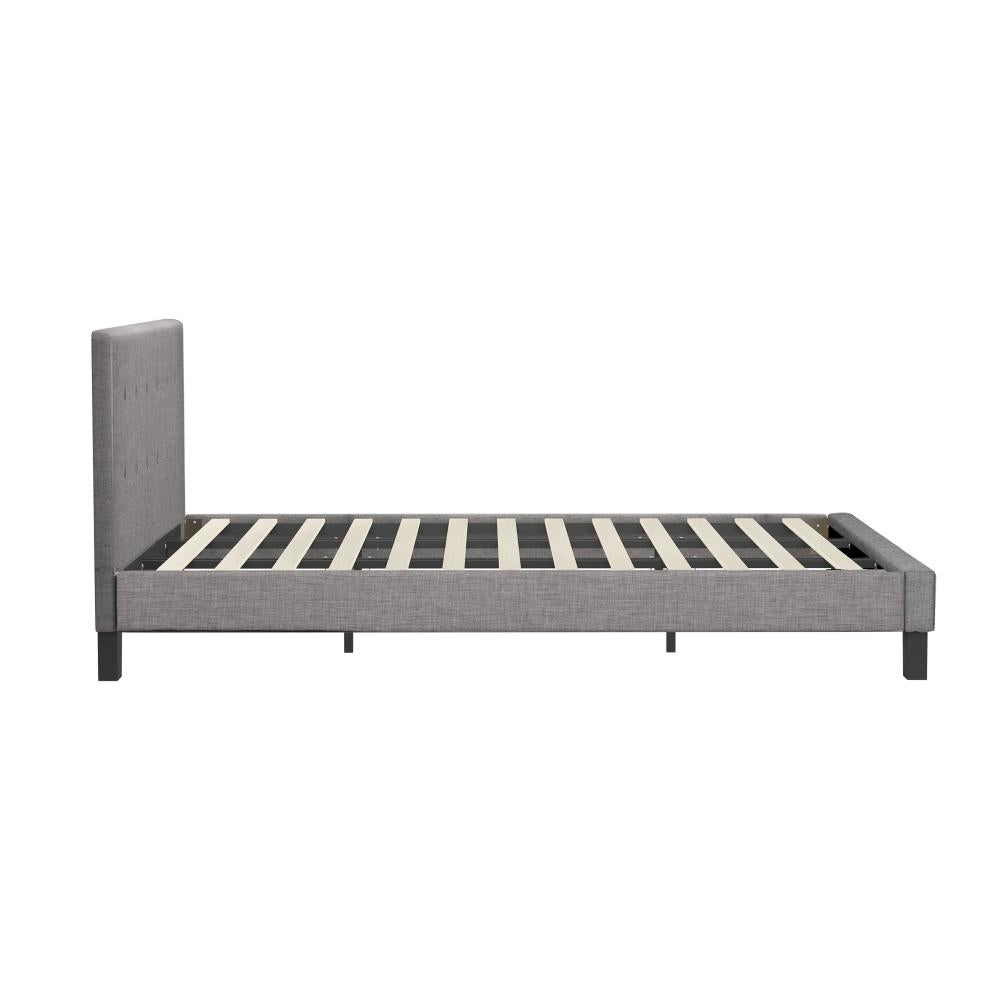 Oikiture Bed Frame King Size Wooden Fabric Grey-Bed Frames-PEROZ Accessories