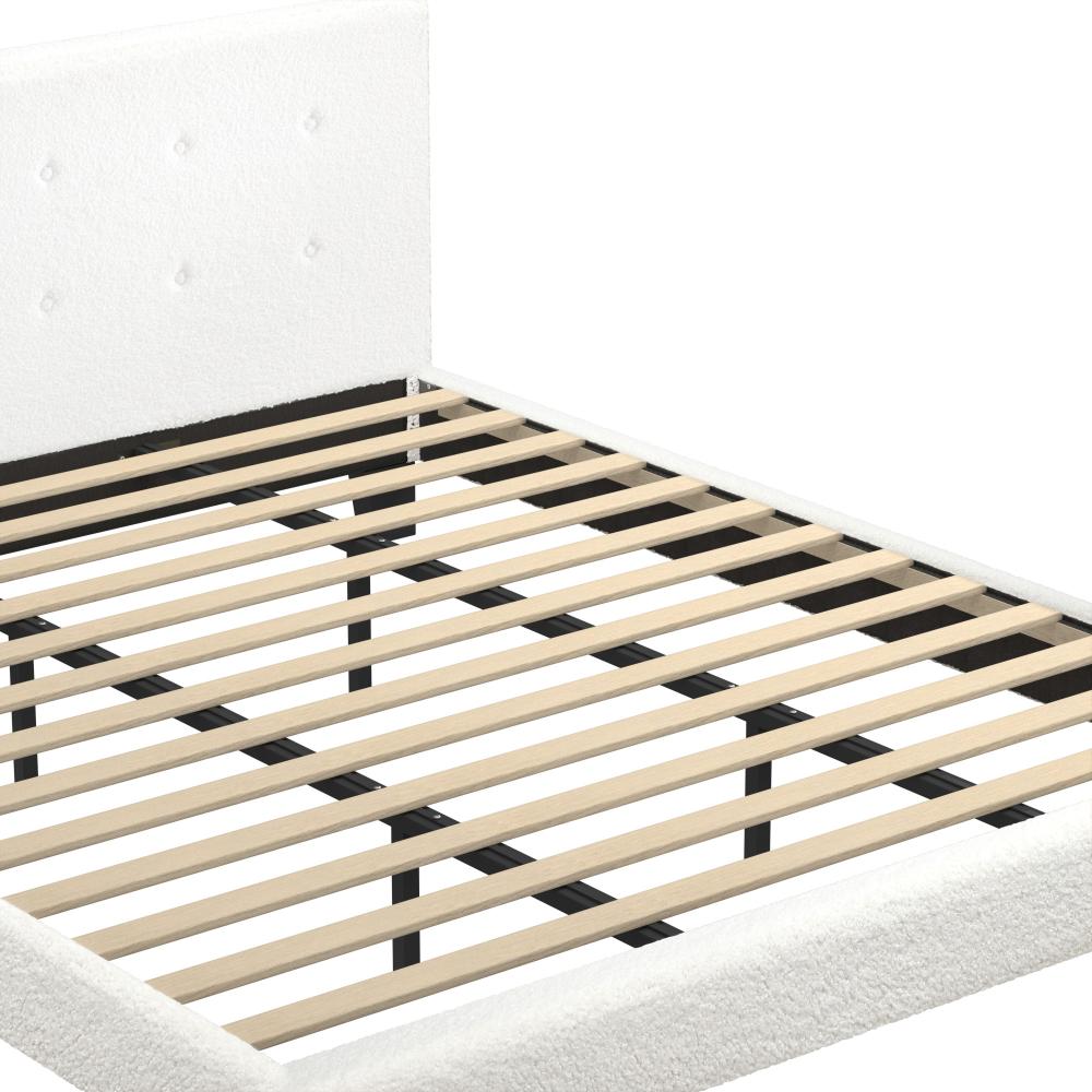 Oikiture Bed Frame King Size White Boucle-Bed Frames-PEROZ Accessories