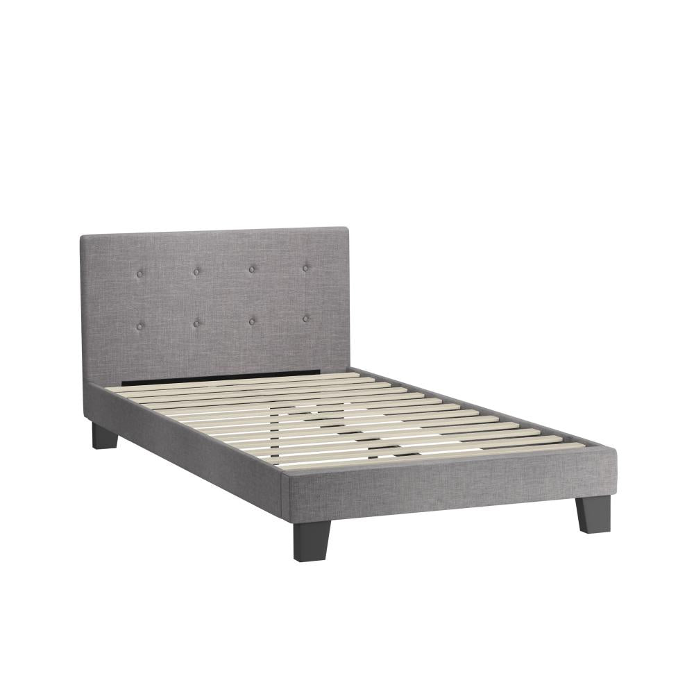 Oikiture Bed Frame King Single Wooden Fabric Grey-Bed Frames-PEROZ Accessories