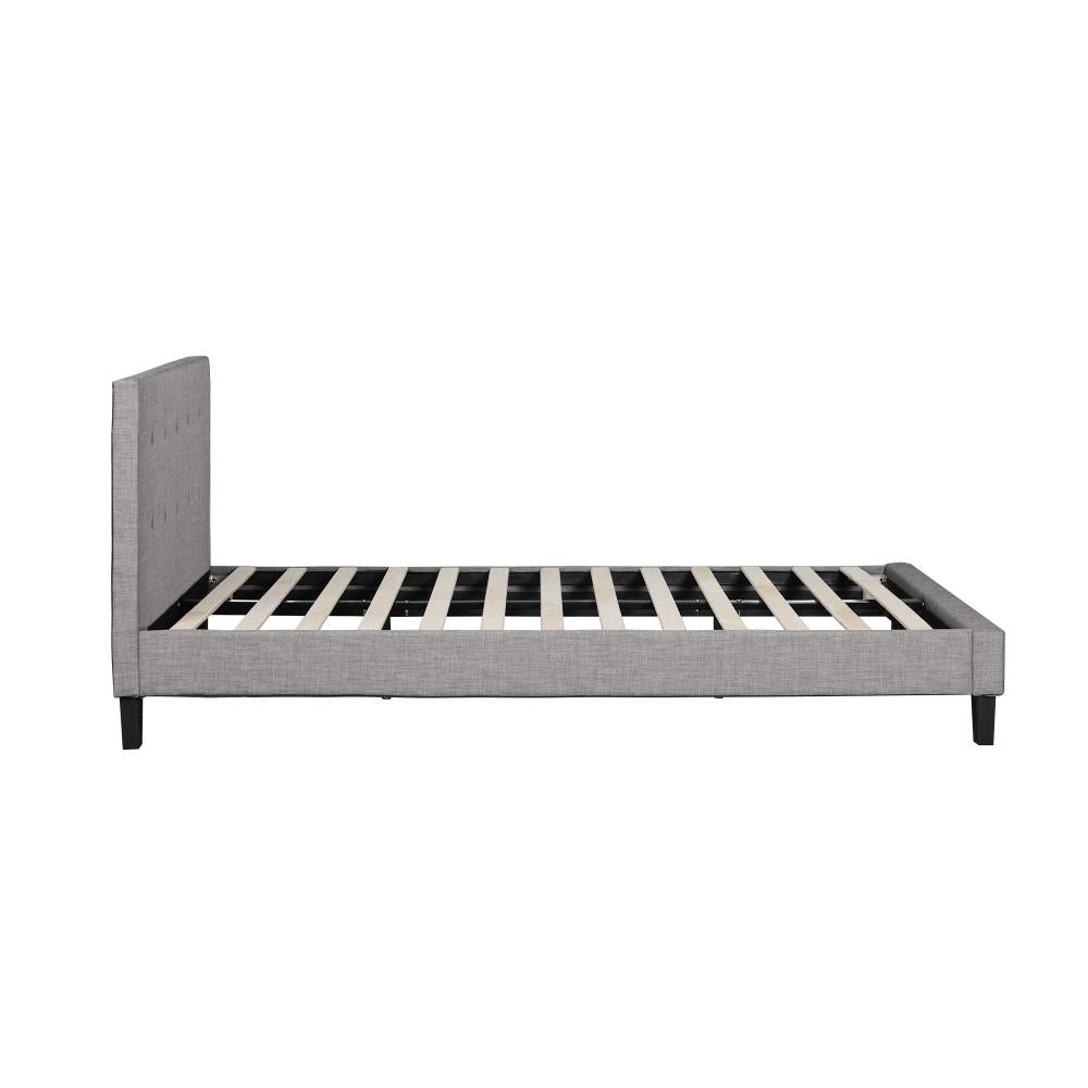 Oikiture Bed Frame King Single Wooden Fabric Grey-Bed Frames-PEROZ Accessories