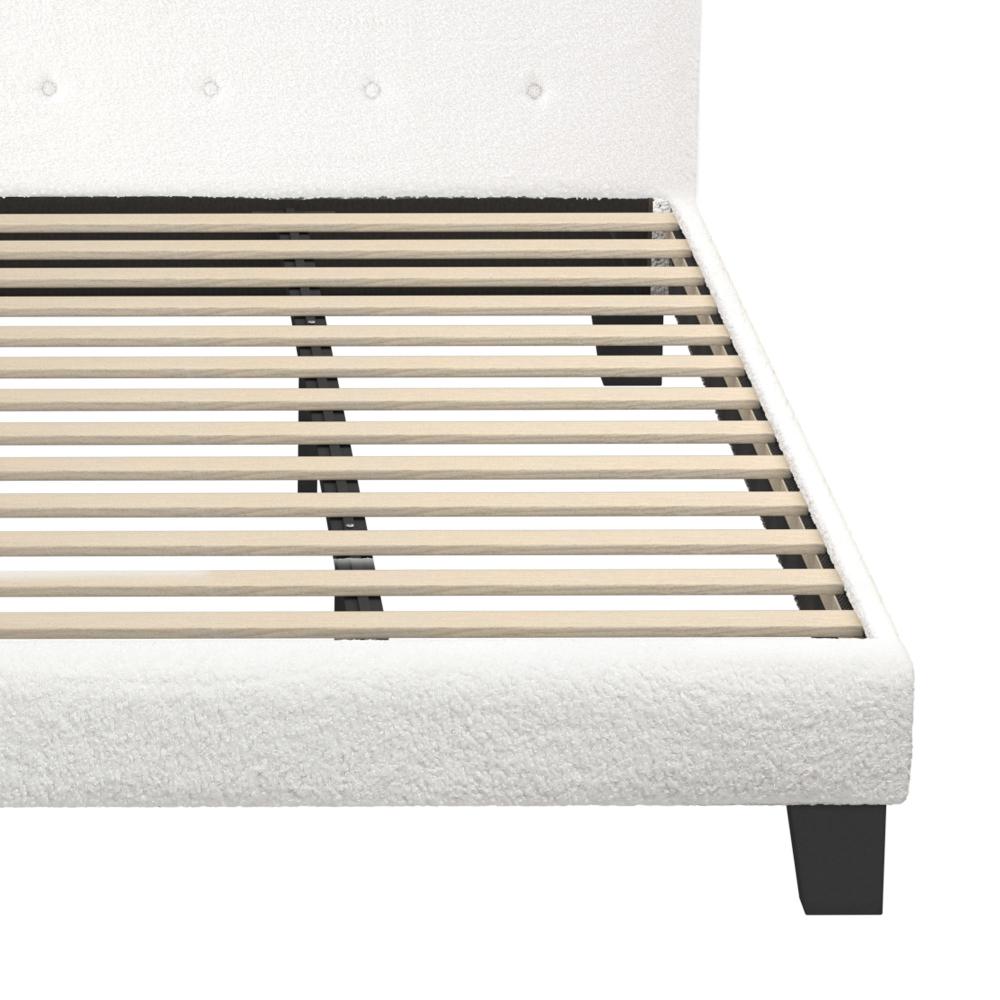 Oikiture Bed Frame King Single White Boucle-Bed Frames-PEROZ Accessories