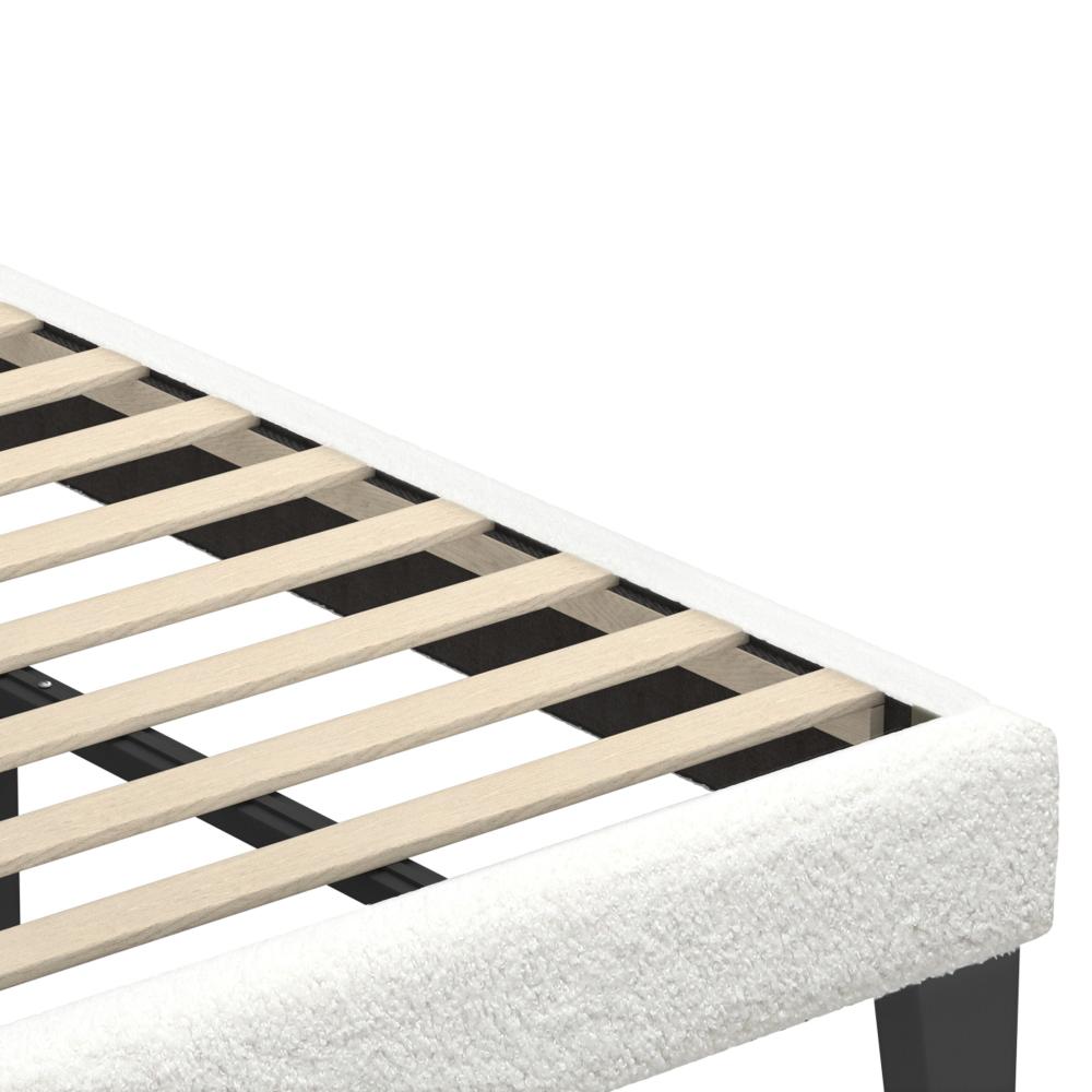 Oikiture Bed Frame King Single White Boucle-Bed Frames-PEROZ Accessories