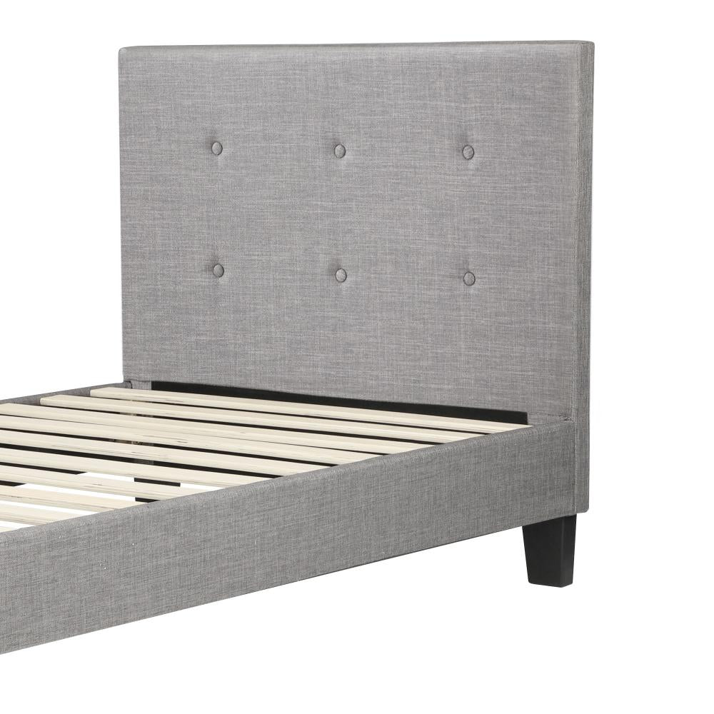 Oikiture Bed Frame Single Size Wooden Fabric Grey-Bed Frames-PEROZ Accessories