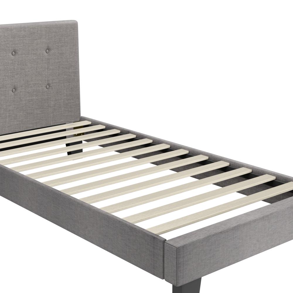 Oikiture Bed Frame Single Size Wooden Fabric Grey-Bed Frames-PEROZ Accessories