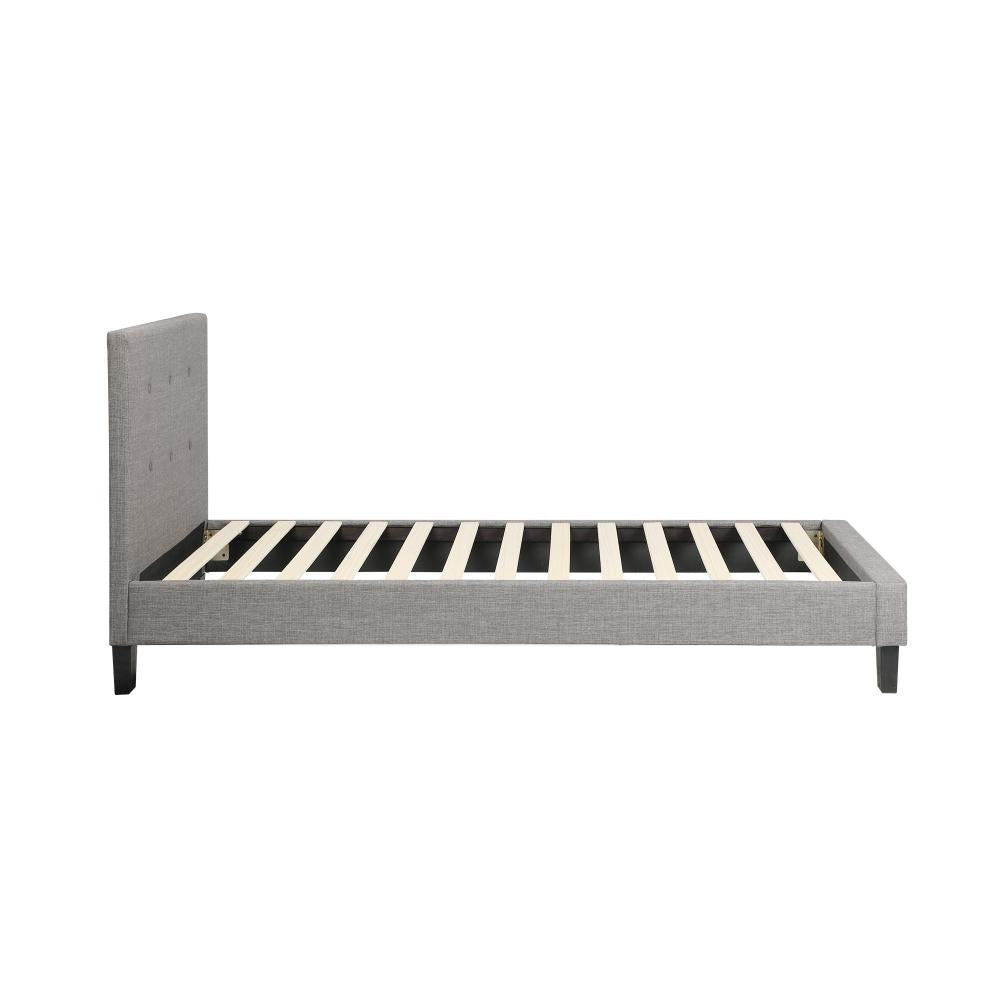 Oikiture Bed Frame Single Size Wooden Fabric Grey-Bed Frames-PEROZ Accessories