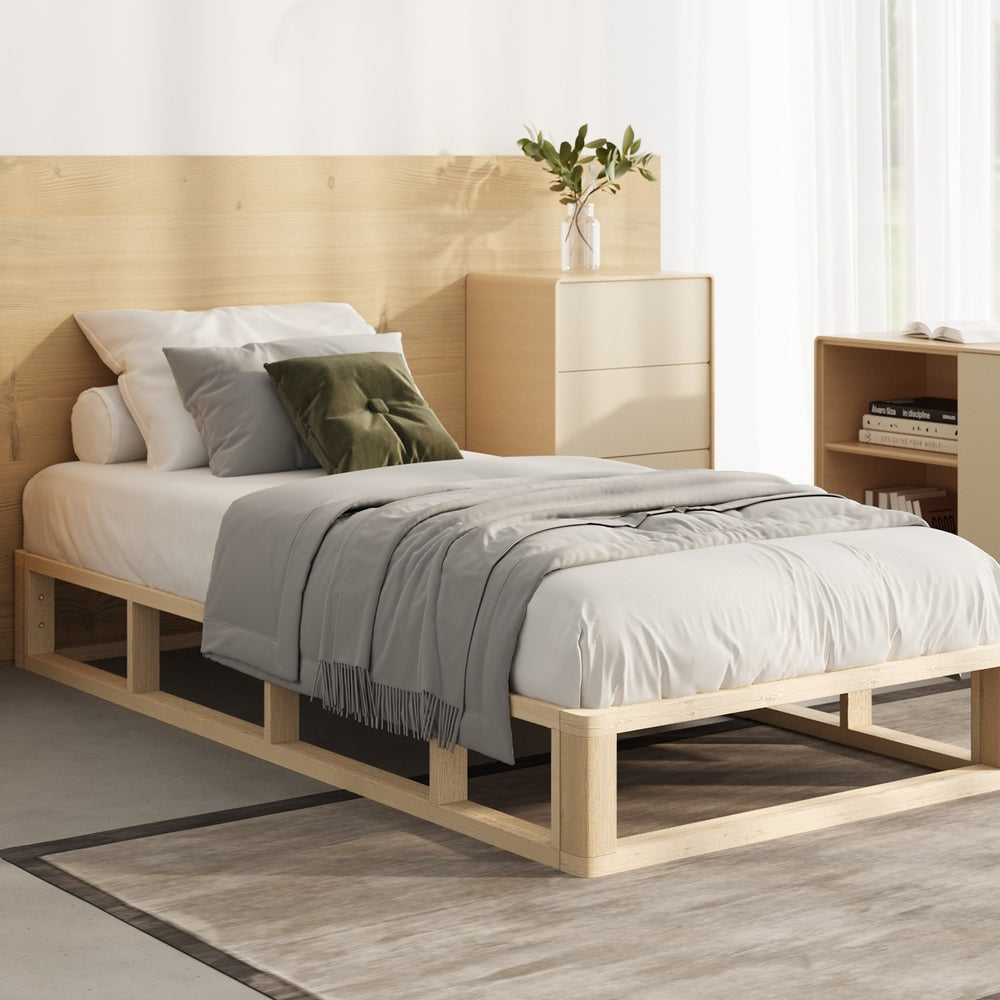 Oikiture Wooden Bed Frame Single Size Cage-like Base-Bed Frames-PEROZ Accessories