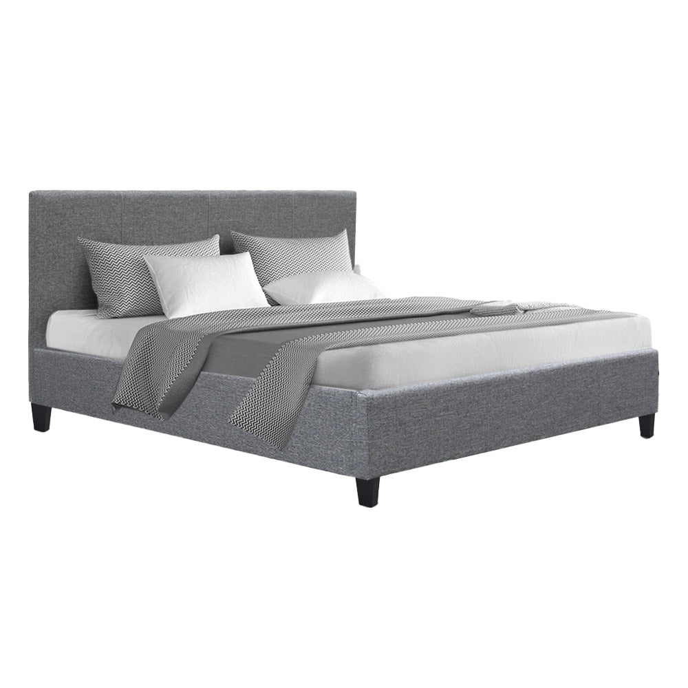 Artiss Neo Bed Frame Fabric - Grey Double-Bed Frames-PEROZ Accessories