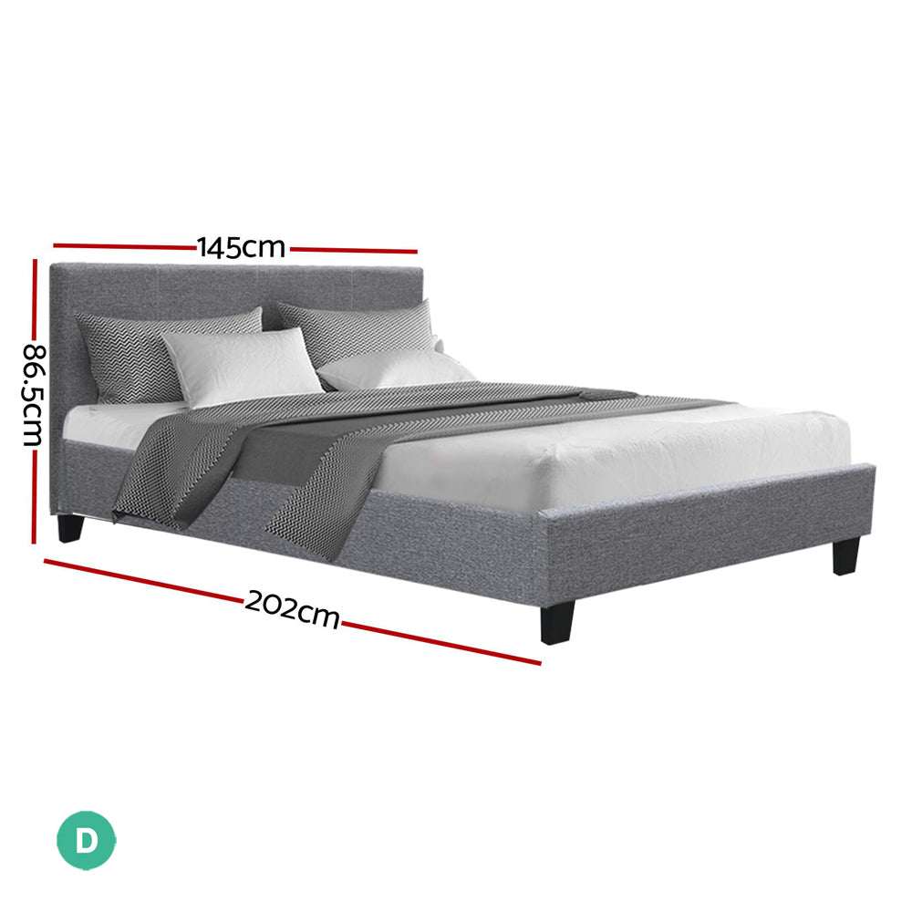 Artiss Neo Bed Frame Fabric - Grey Double-Bed Frames-PEROZ Accessories