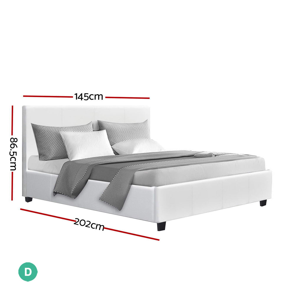 Artiss Neo Bed Frame PU Leather - White Double-Bed Frames-PEROZ Accessories