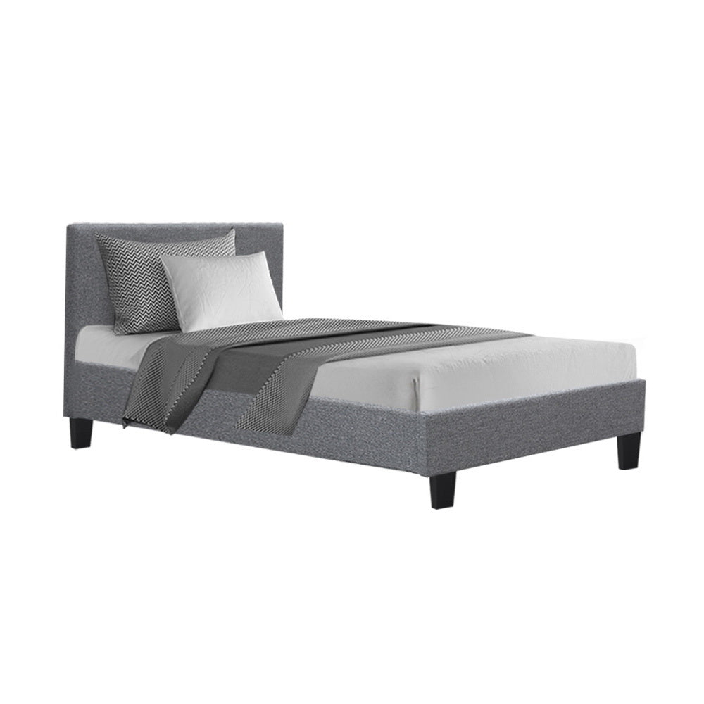 Artiss Neo Bed Frame Fabric - Grey King Single-Bed Frames-PEROZ Accessories