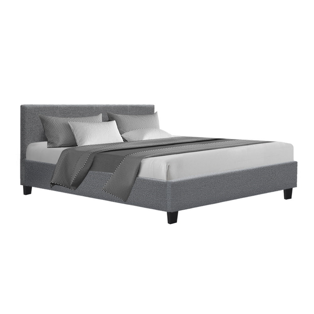 Artiss Neo Bed Frame Fabric - Grey Queen-Bed Frames-PEROZ Accessories