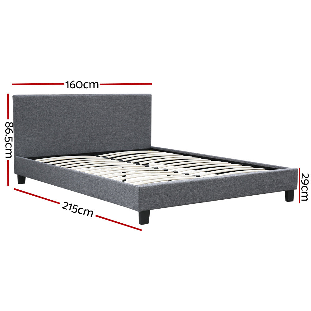 Artiss Neo Bed Frame Fabric - Grey Queen-Bed Frames-PEROZ Accessories