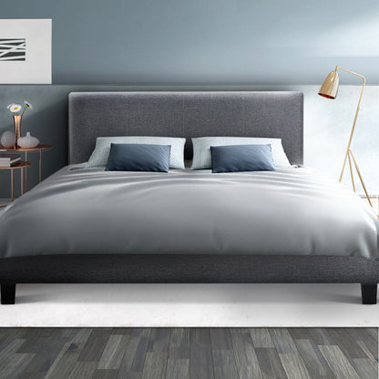 Artiss Neo Bed Frame Fabric - Grey Queen-Bed Frames-PEROZ Accessories