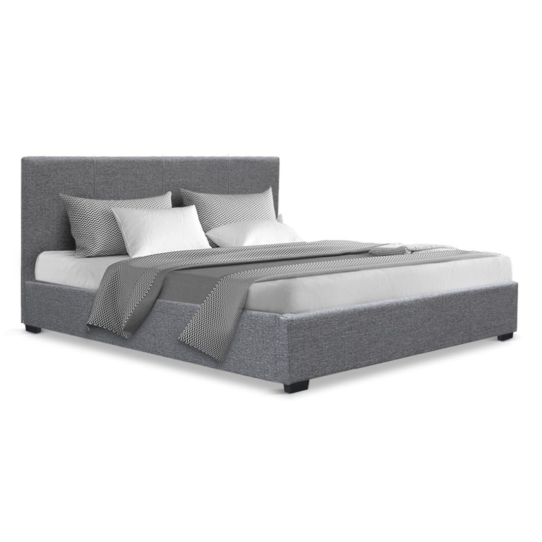 Artiss Nino Bed Frame Fabric - Grey Double-Bed Frames-PEROZ Accessories