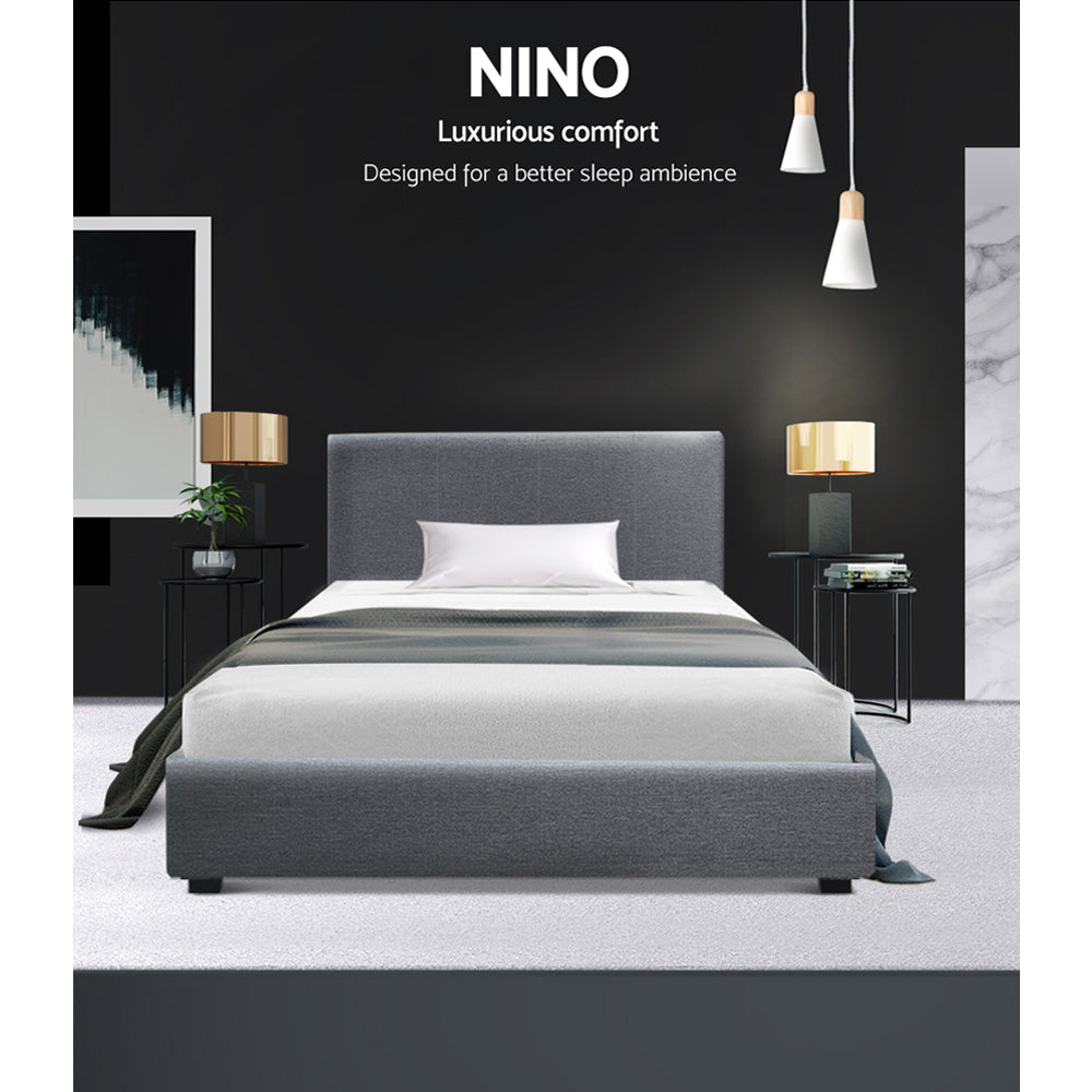 Artiss Nino Bed Frame Fabric - Grey King Single-Bed Frames-PEROZ Accessories