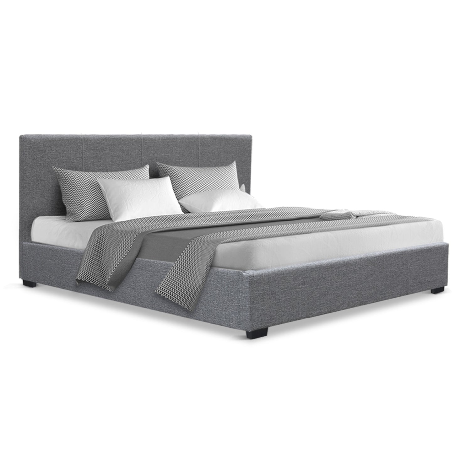 Artiss Bed Frame Queen Size Gas Lift Base -NINO Grey-Bed Frames-PEROZ Accessories