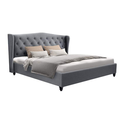 Artiss Pier Bed Frame Fabric - Grey King-Bed Frames-PEROZ Accessories