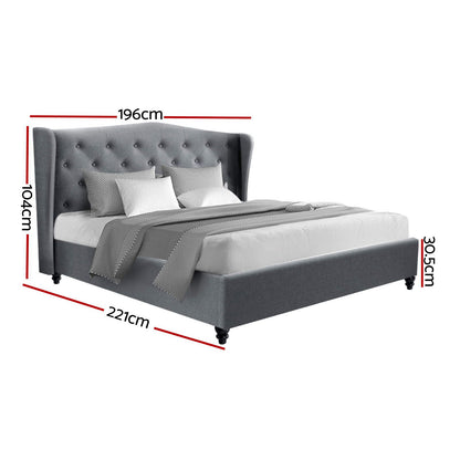 Artiss Pier Bed Frame Fabric - Grey King-Bed Frames-PEROZ Accessories