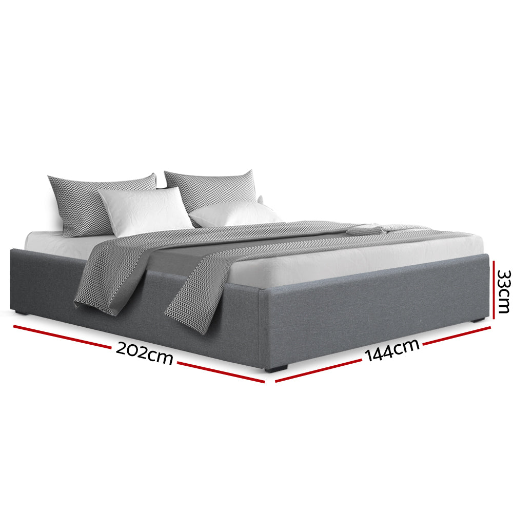 Artiss Double Full Size Gas Lift Bed Frame Base With Storage Platform Fabric-Bed Frames-PEROZ Accessories