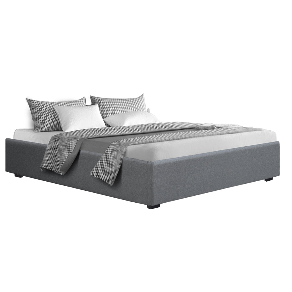 Artiss Bed Frame King Size Gas Lift Base With Storage Platform Grey Fabric Toki Collection-Bed Frames-PEROZ Accessories