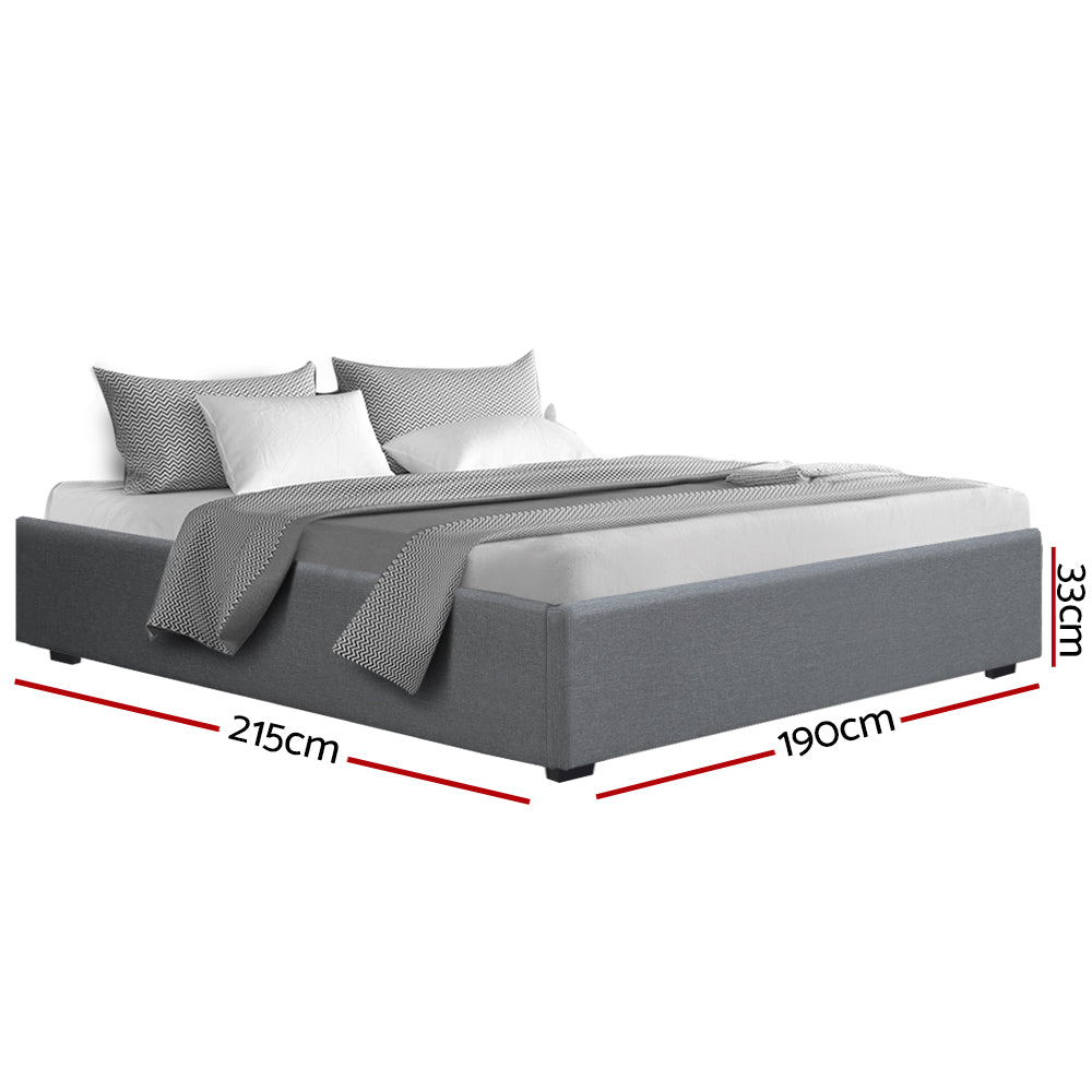 Artiss Bed Frame King Size Gas Lift Base With Storage Platform Grey Fabric Toki Collection-Bed Frames-PEROZ Accessories