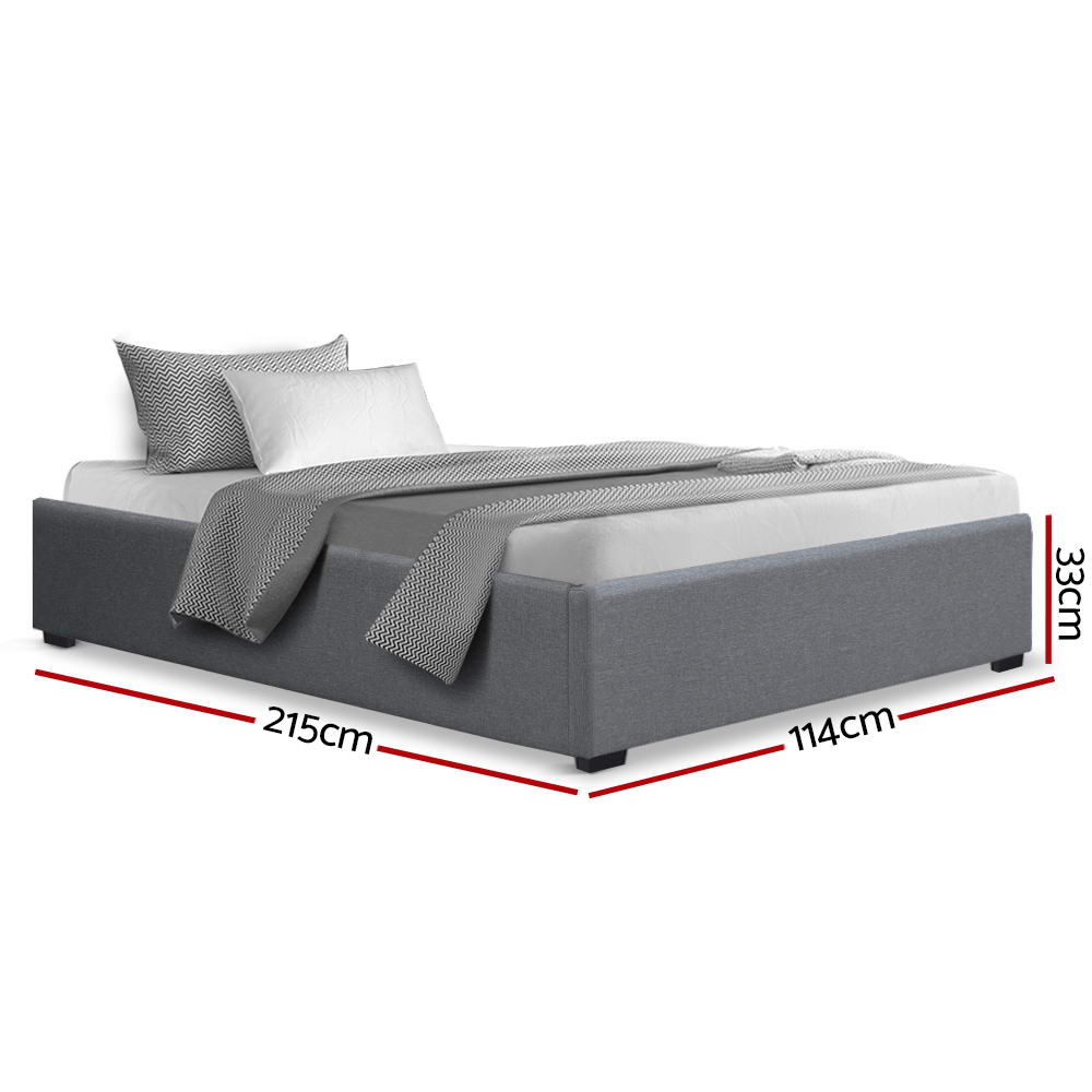 Artiss King Single Size Gas Lift Bed Frame Base With Storage Platform Fabric-Bed Frames-PEROZ Accessories