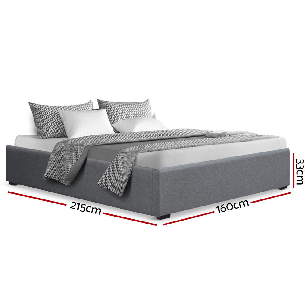 Artiss Queen Size Gas Lift Bed Frame Base With Storage Platform Fabric-Bed Frames-PEROZ Accessories